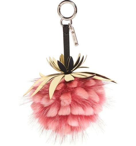 fendi pineapple bag charm worn|FENDI Fox Rabbit Fur Nappa Pineapple Bag Charm Nebula .